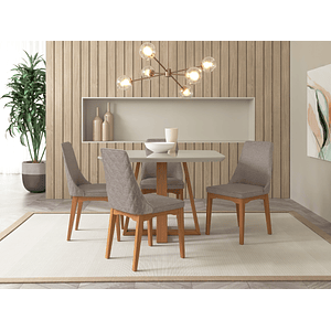 Comedor Bennet 1.2 + 4 Sillas Elsie Matelasse