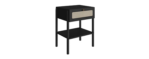 Set Respaldo 27966 1P + 1 Velador 27932 Ratan Negro