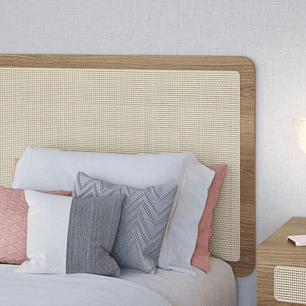 Set Respaldo 27966 1p + Velador 27932E Ratan Natural