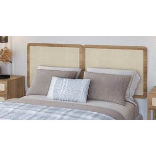 Set Respaldo 27967 2P + 2 Veladores 27932E Ratan Natural 
