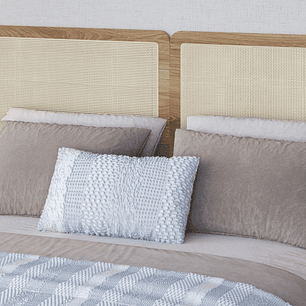 Set Respaldo 27967 2P + 2 Veladores 27932E Ratan Natural 