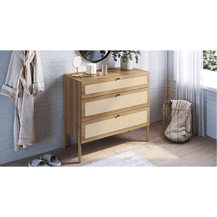 Set Respaldo 27967 2P + 2 Veladores 27932E + 1 Comoda 27934E Ratan Natural