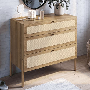 Set Respaldo 27967 2P + 2 Veladores 27932E + 1 Comoda 27934E Ratan Natural