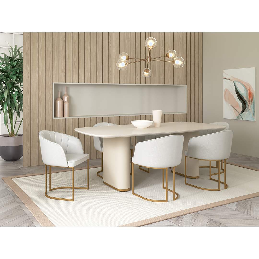 Comedor Lintz 1.8 Off white Gold + 6S Beverly Gold - Image 1