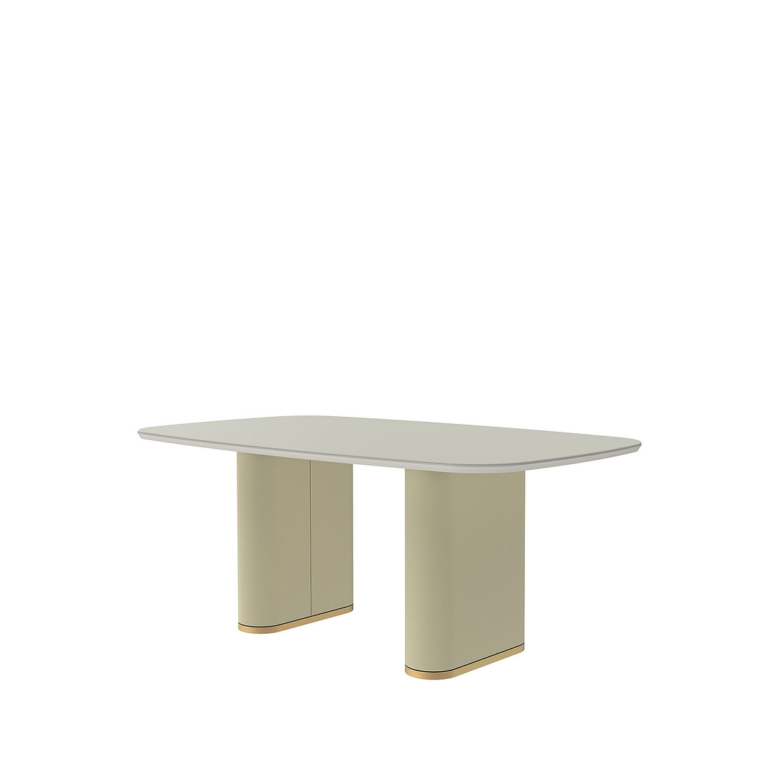 Comedor Lintz 1.8 off white gold + 6 sillas Beverly Gold - Image 6