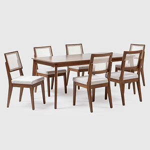 Comedor Olive Natural 1.8 + 6 Sillas Saga Ratan