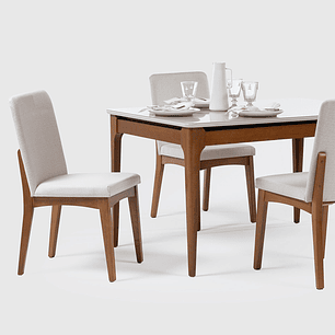 Comedor Addar 1.35 + 4 Silla Olive Natural 