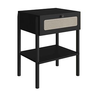 Set Respaldo 27966 1P + 1 Velador 27932E + 1 Comoda 27934E Ratan Negro