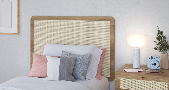 Set Respaldo 27966 1P + 1 Velador 27932E + 1 Comoda 27934E Ratan Natural 1