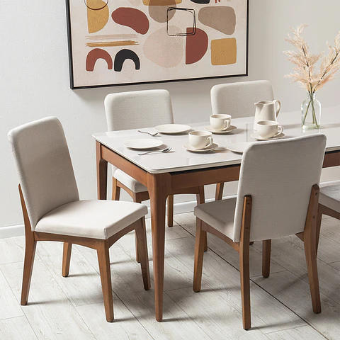 Comedor Addar 1.6 + 6 sillas Olive Natural