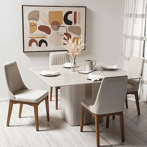 Comedor Liege Cuadrada 1.35 + 4 Sillas Elsie Beige