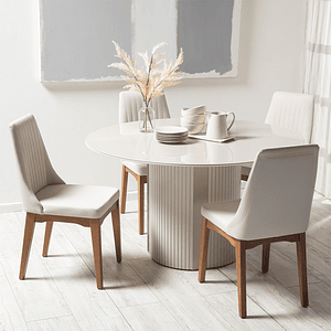 Comedor Liege Redonda 1.35 + 4S Elsie Beige