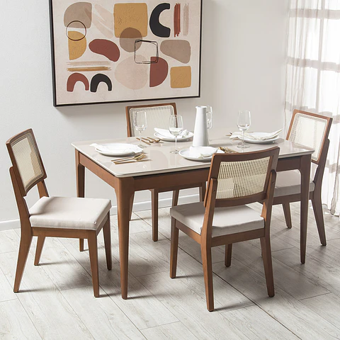 Comedor 1.35 Addar + 4 Sillas Saga Ratan ts L02