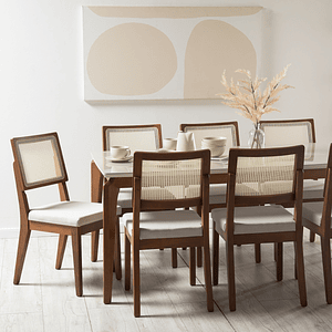 Comedor 2.1 Laurent Off White+ 8 Sillas Saga Ratan