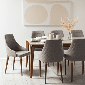Comedor 2.1 Laurent Off White+8 Sillas Evelyn