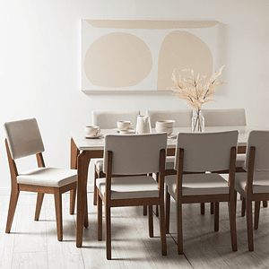 Comedor 2.1 Laurent Off White 8 sillas Ella