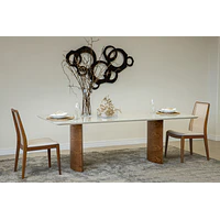 Mesa de Comedor Livia 2.2 (Base Iolanda) Off White Natural Base 100% Madera