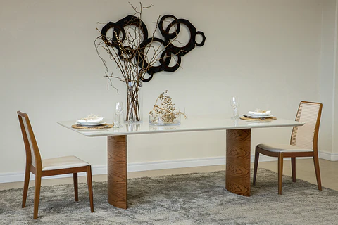 Mesa de Comedor Livia 2.2 (Base Iolanda) Off White Natural Base 100% Madera