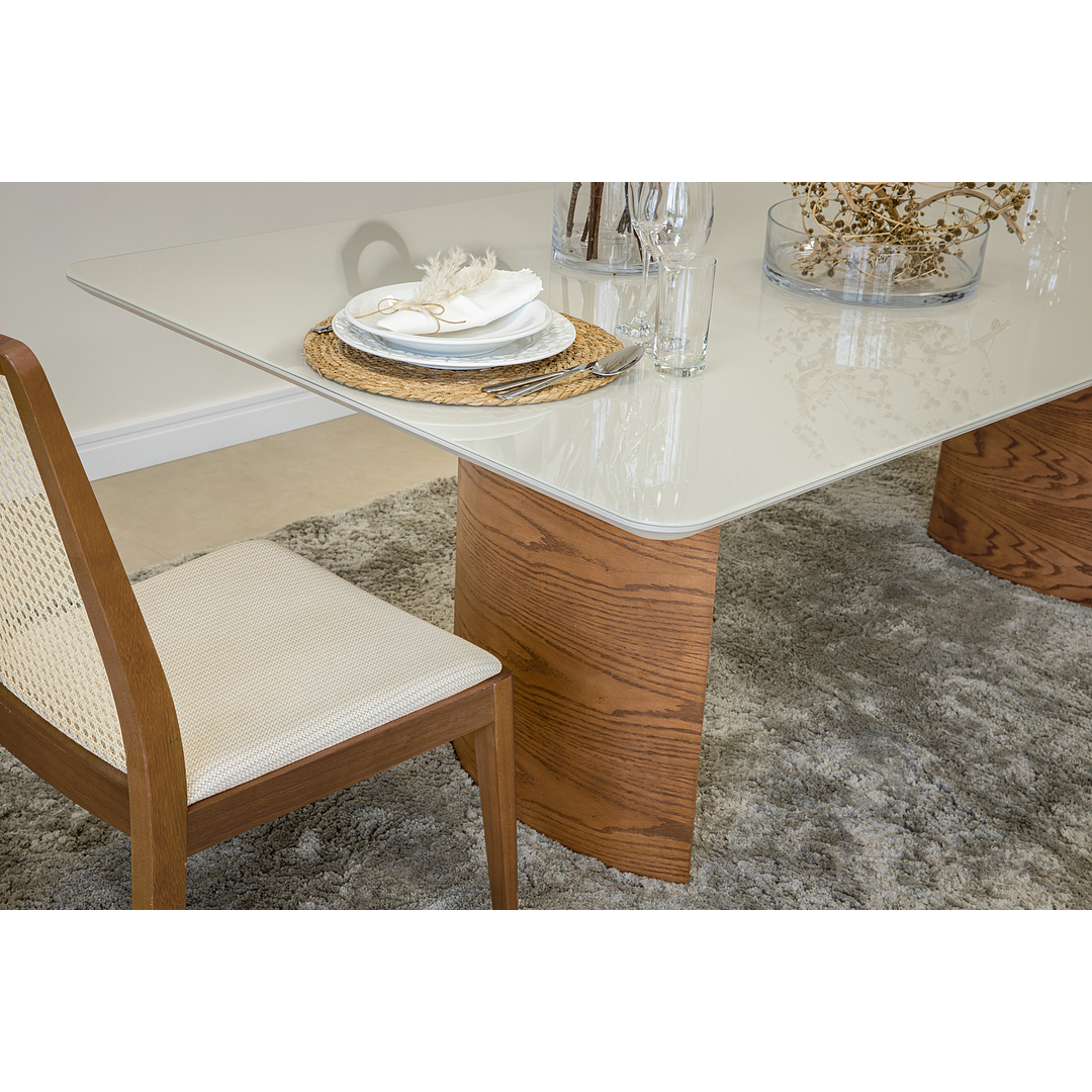 Mesa de Comedor Livia 2.2 (Base Iolanda) Off White Natural Base 100% Madera - Image 5