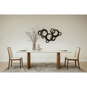 Mesa de Comedor Livia 2.2 (Base Iolanda) Off White Natural Base 100% Madera
