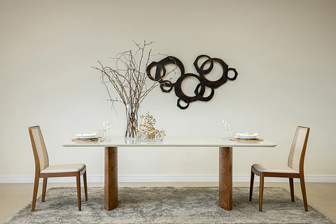 Mesa de Comedor Livia 2.2 (Base Iolanda) Off White Natural Base 100% Madera