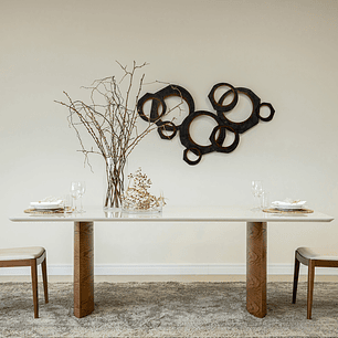 Mesa de Comedor Livia 2.2 (Base Iolanda) Off White Natural Base 100% Madera