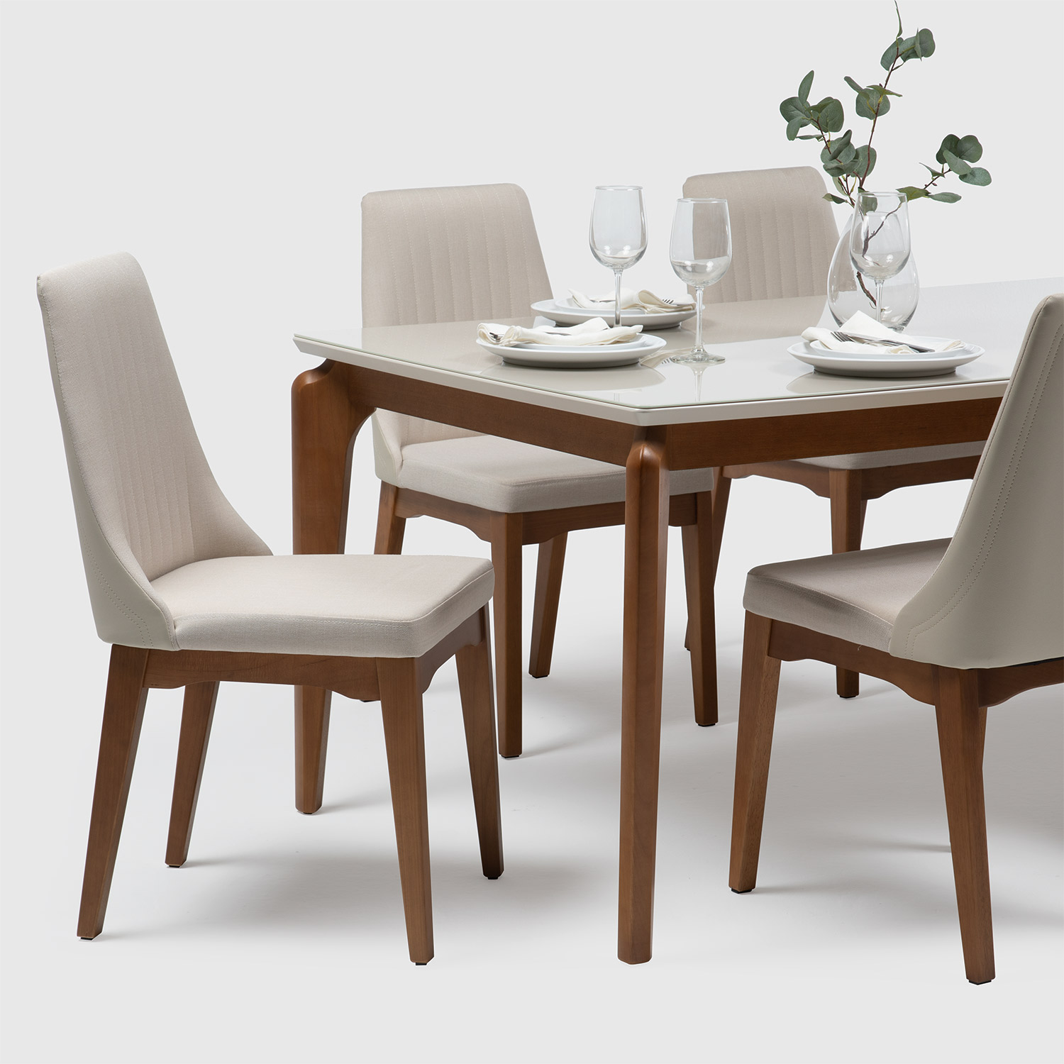 Comedor Laurent 1.8 Off White + 6 Sillas Elsie Beige 2