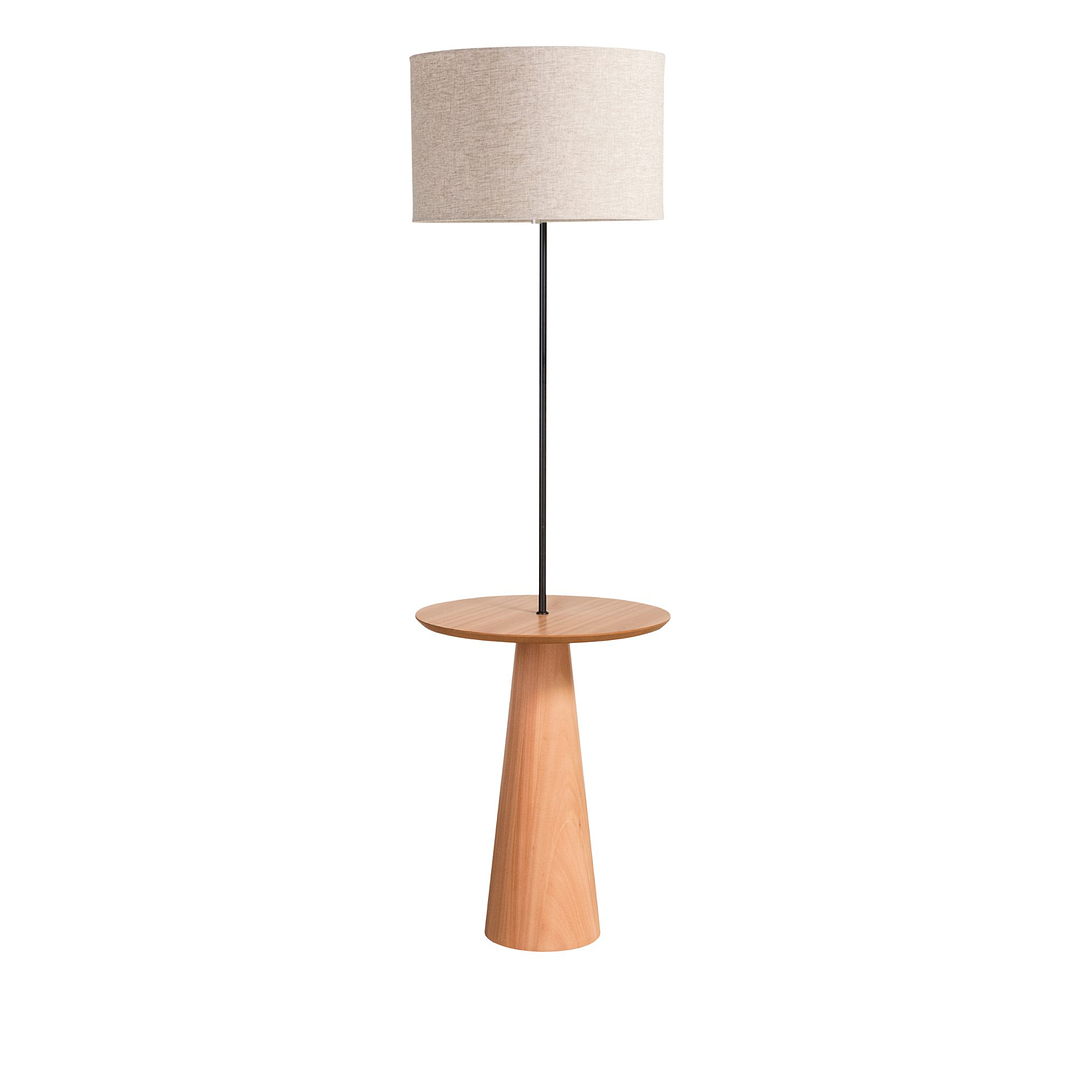 Lampara de pie con mesa incorporada Stella cúpula lino rustico 3207CT84 - Image 1