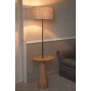 Lampara de pie con mesa incorporada Stella cúpula lino rustico 3207CT84