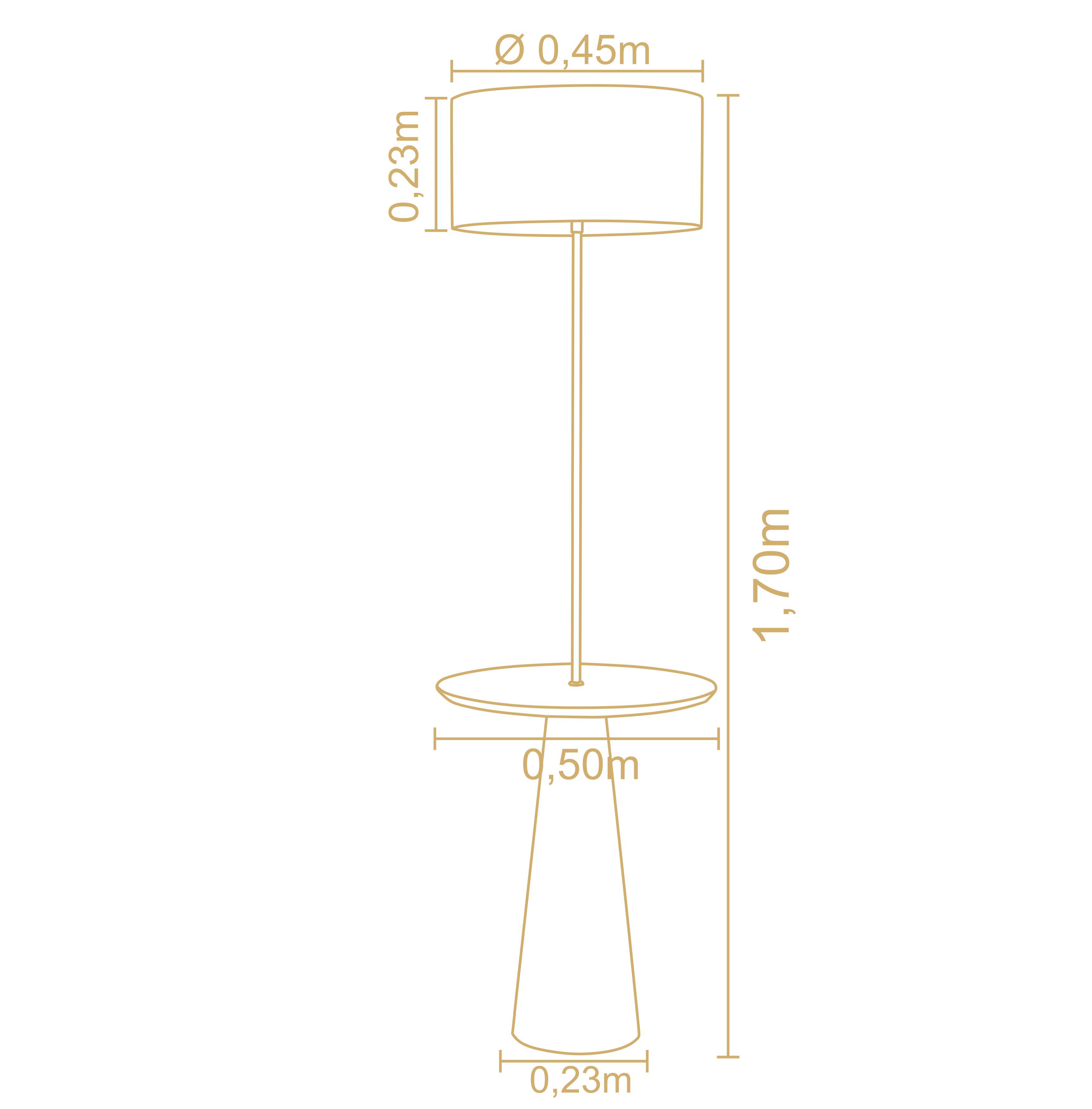 Lampara de pie con mesa incorporada Stella cúpula lino rustico 3207CT84 3