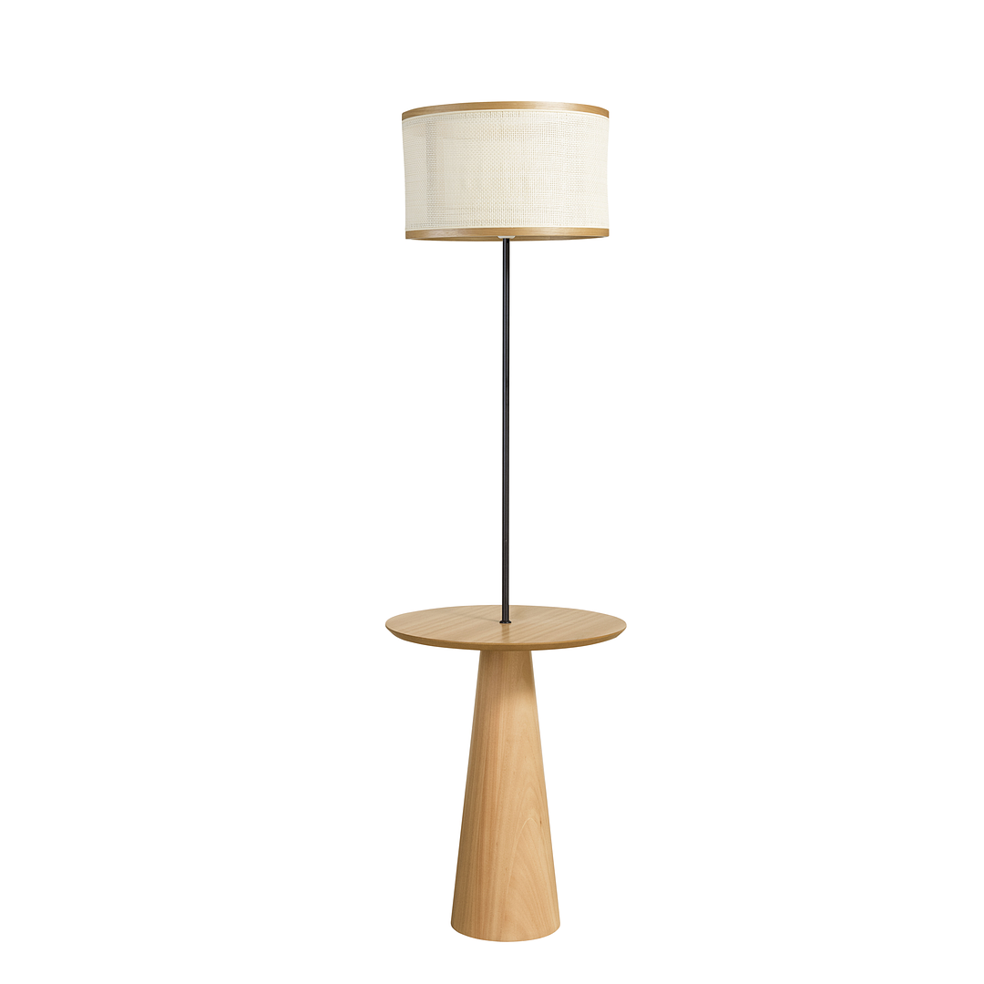 Lampara de pie con mesa incorporada Stella cúpula ratán  3207CT85 - Image 1