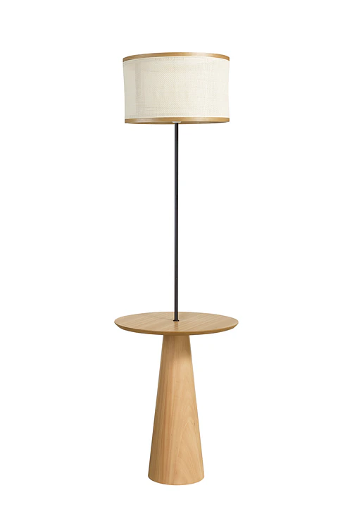 Lampara de pie con mesa incorporada Stella cúpula ratán  3207CT85