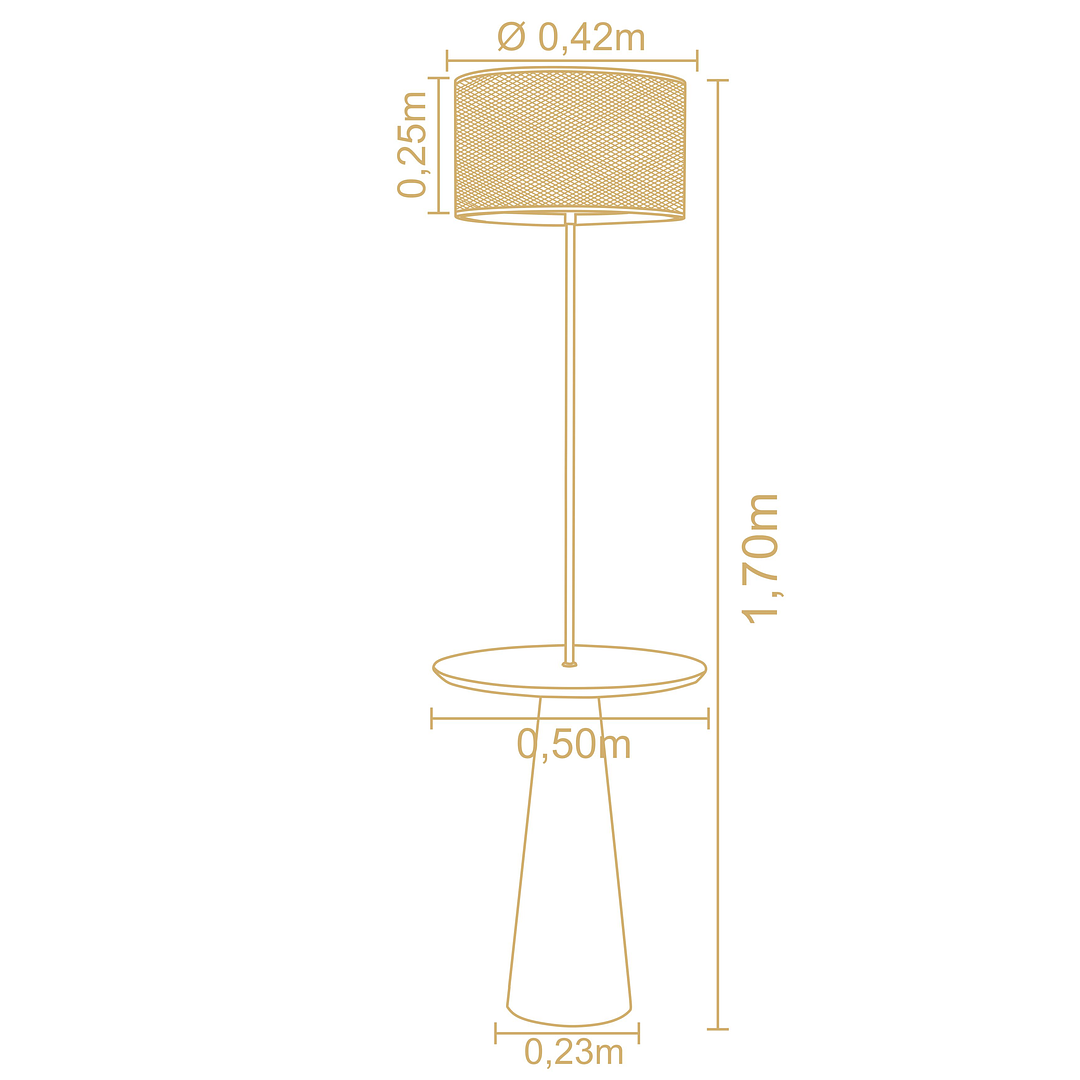Lampara de pie con mesa incorporada Stella cúpula ratán  3207CT85 - Image 2