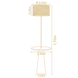 Lampara de pie con mesa incorporada Stella cúpula ratán  3207CT85
