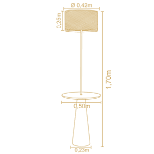 Lampara de pie con mesa incorporada Stella cúpula ratán  3207CT85