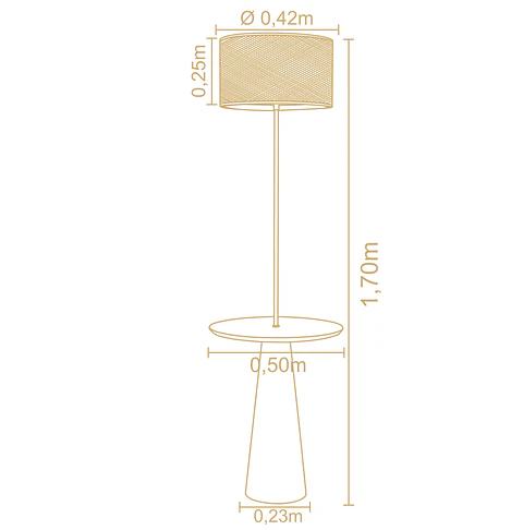 Lampara de pie con mesa incorporada Stella cúpula ratán  3207CT85