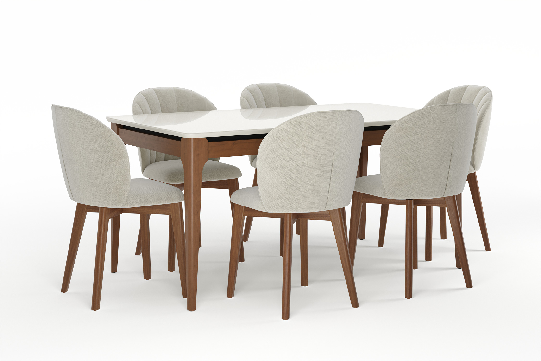 Comedor Addar 1.6 Ow + 6 Sillas Alba Natural Soft Palha 6