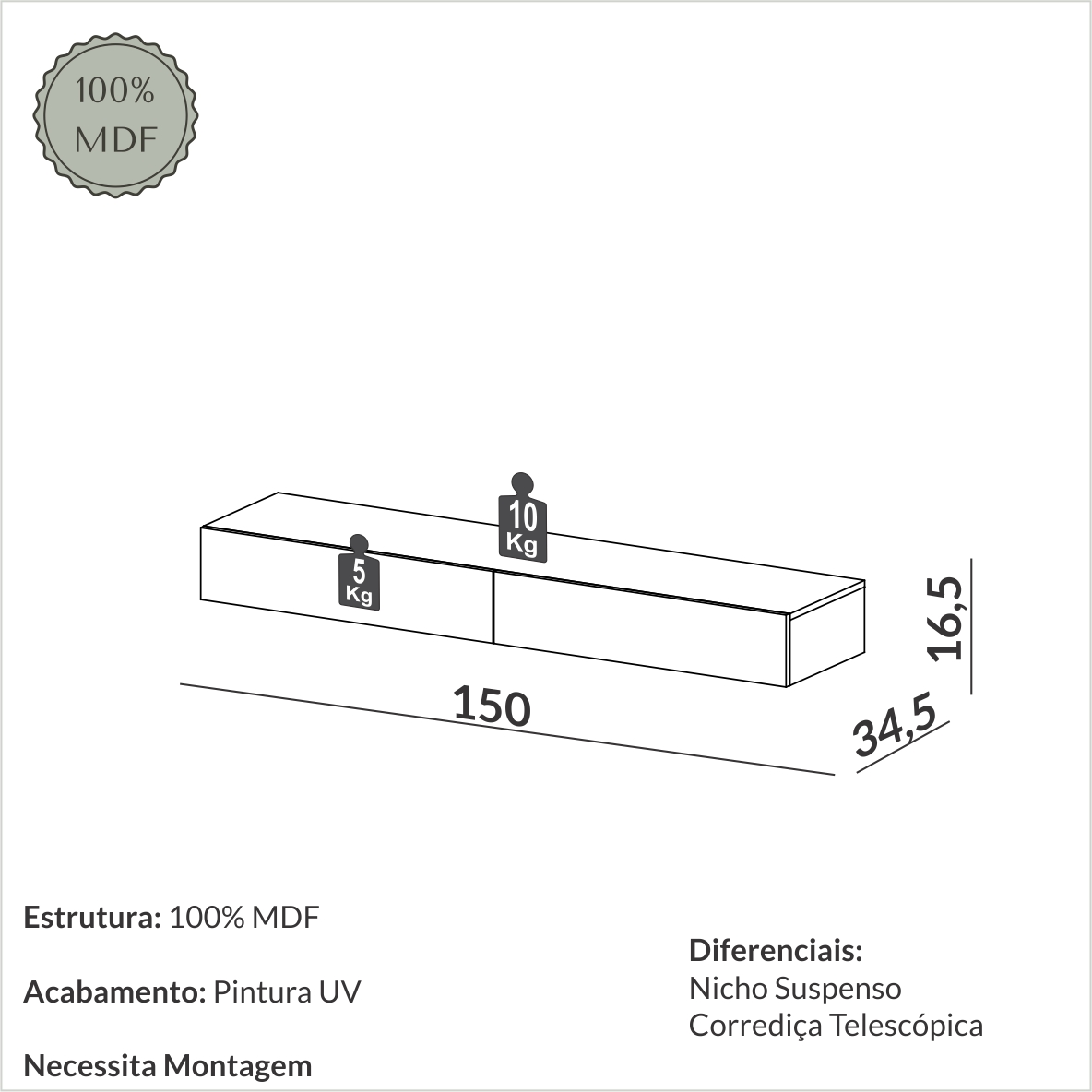 Rack Aereo 1.5 TB194 Castaño Off White 4