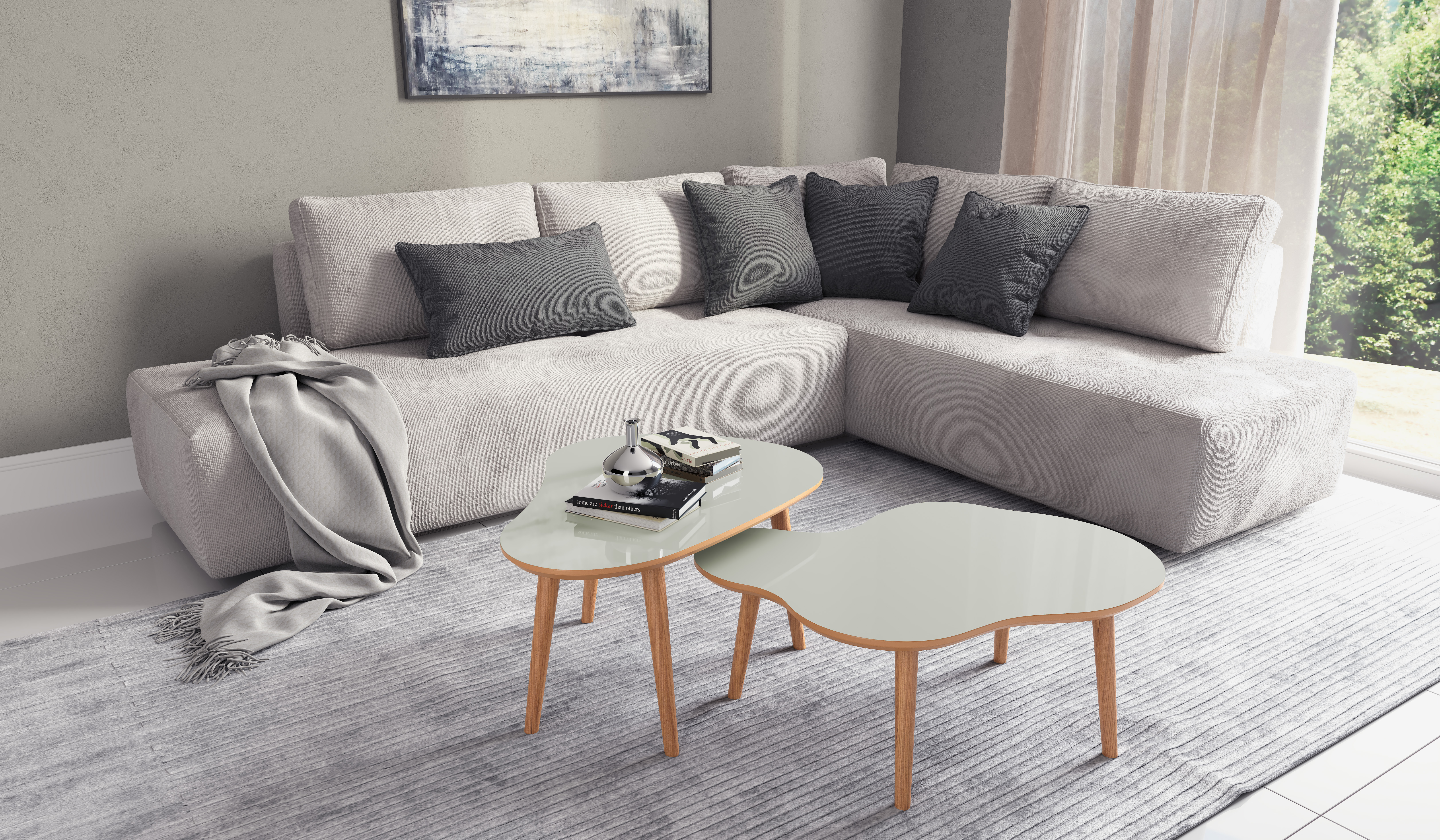 Set Mesas de Centro Orgánica Tb615 TB616 Off White 1