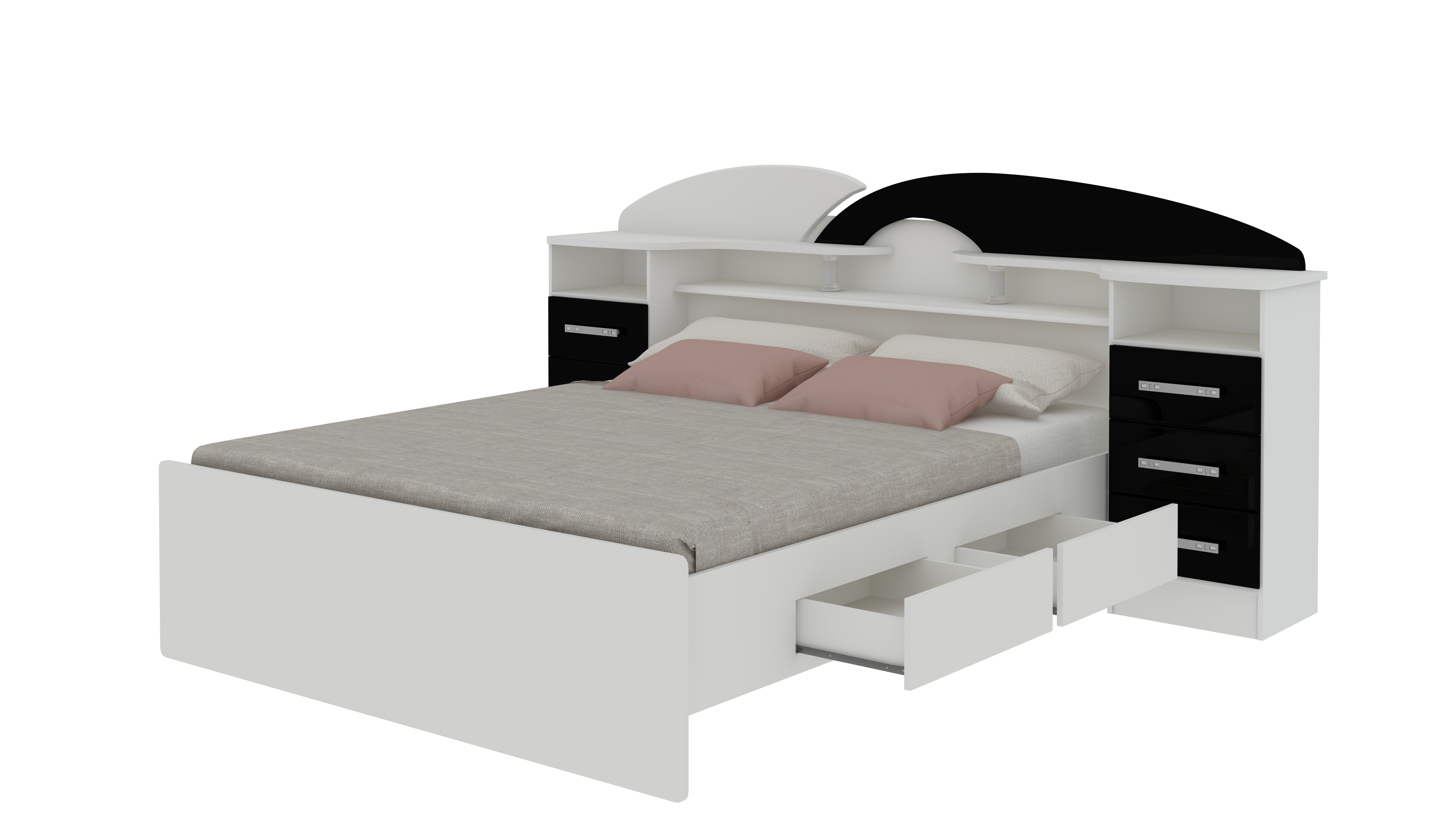 Cama Premium Blanco/ Negro 5