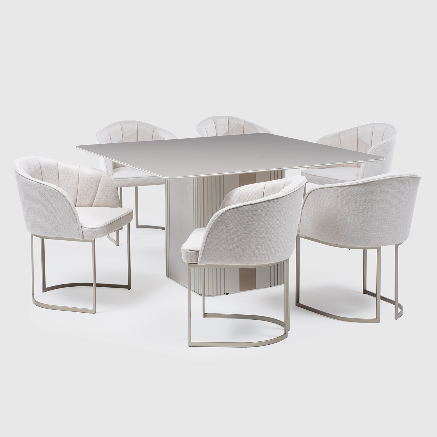 Comedor Liege Cuadrada + 6 Sillas Beverly Champagne 2