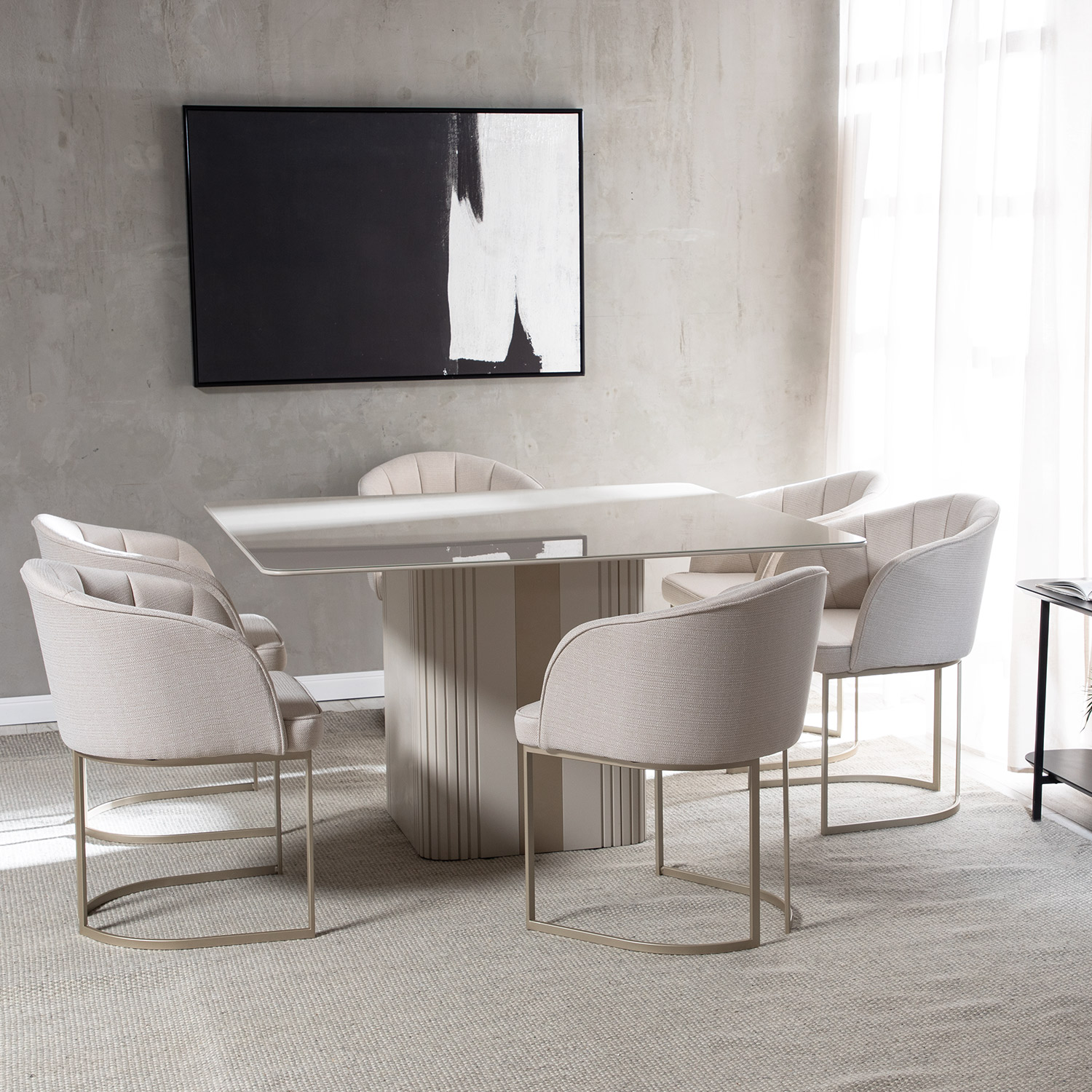 Comedor Liege Cuadrada + 6 Sillas Beverly Champagne 1