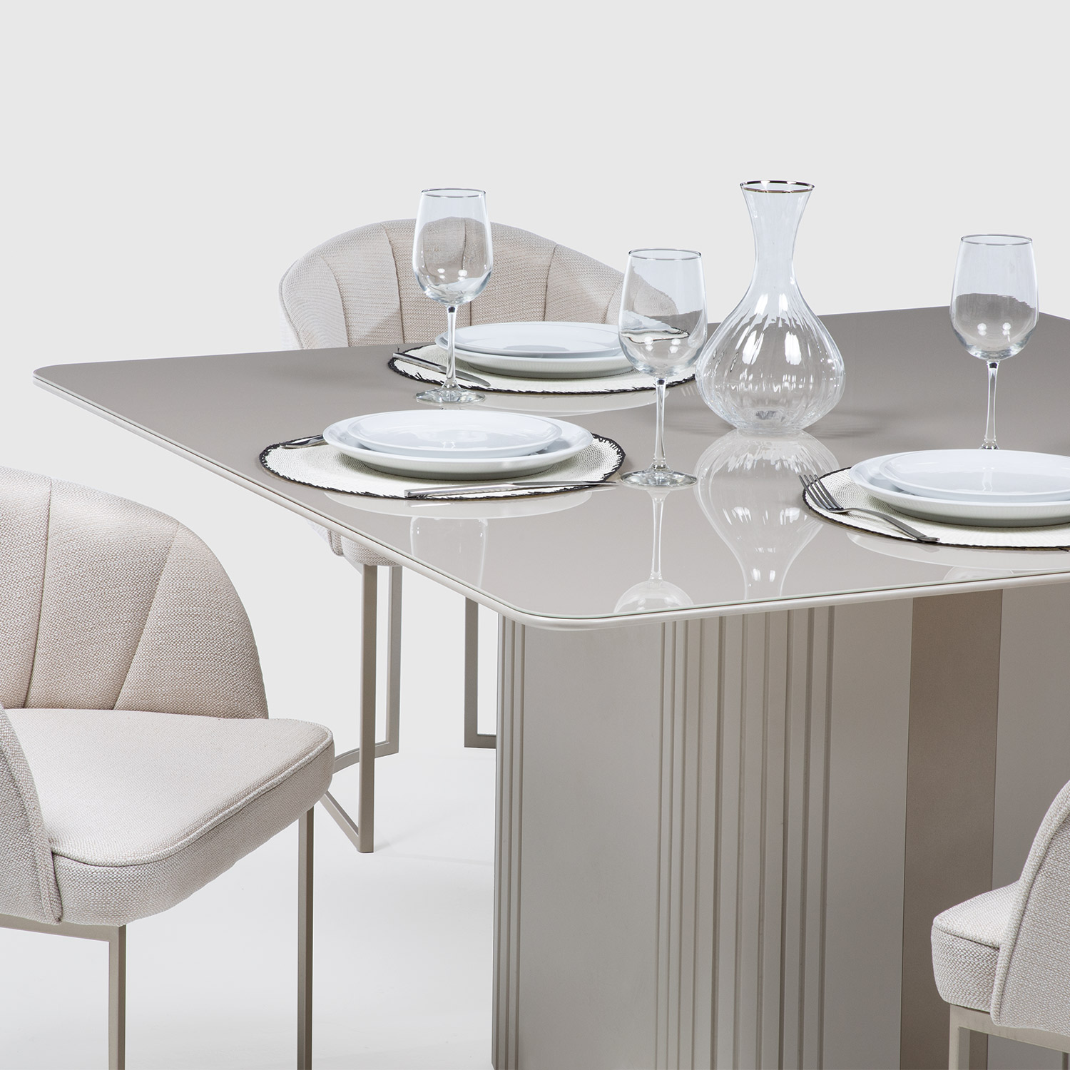Comedor Liege Cuadrada + 6 Sillas Beverly Champagne 3