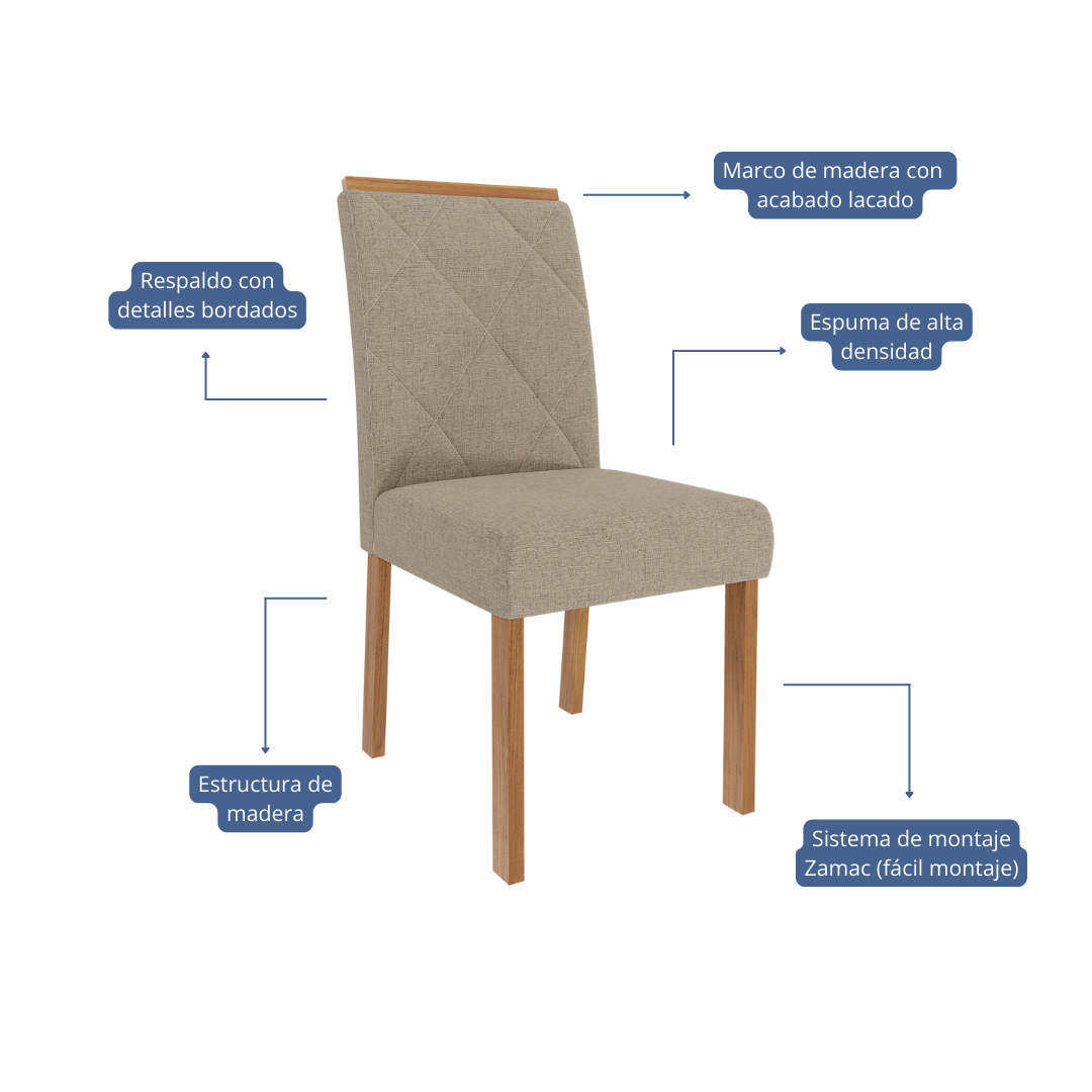 Comedor Valentina 1.3 + 4S Fernanda beige 5