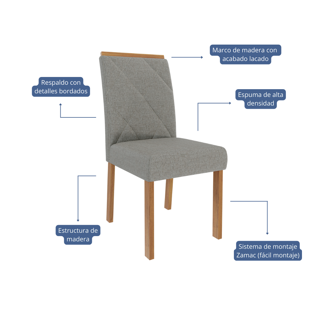 Comedor Valentina 1.3 + 4S Fernanda Grafito 5