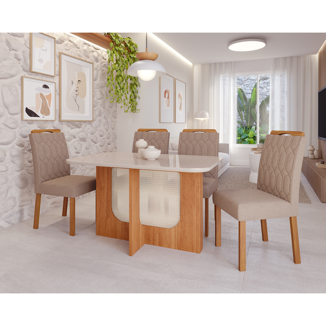 Comedor Louise 1.3 + 4S Paola Beige - Image 1