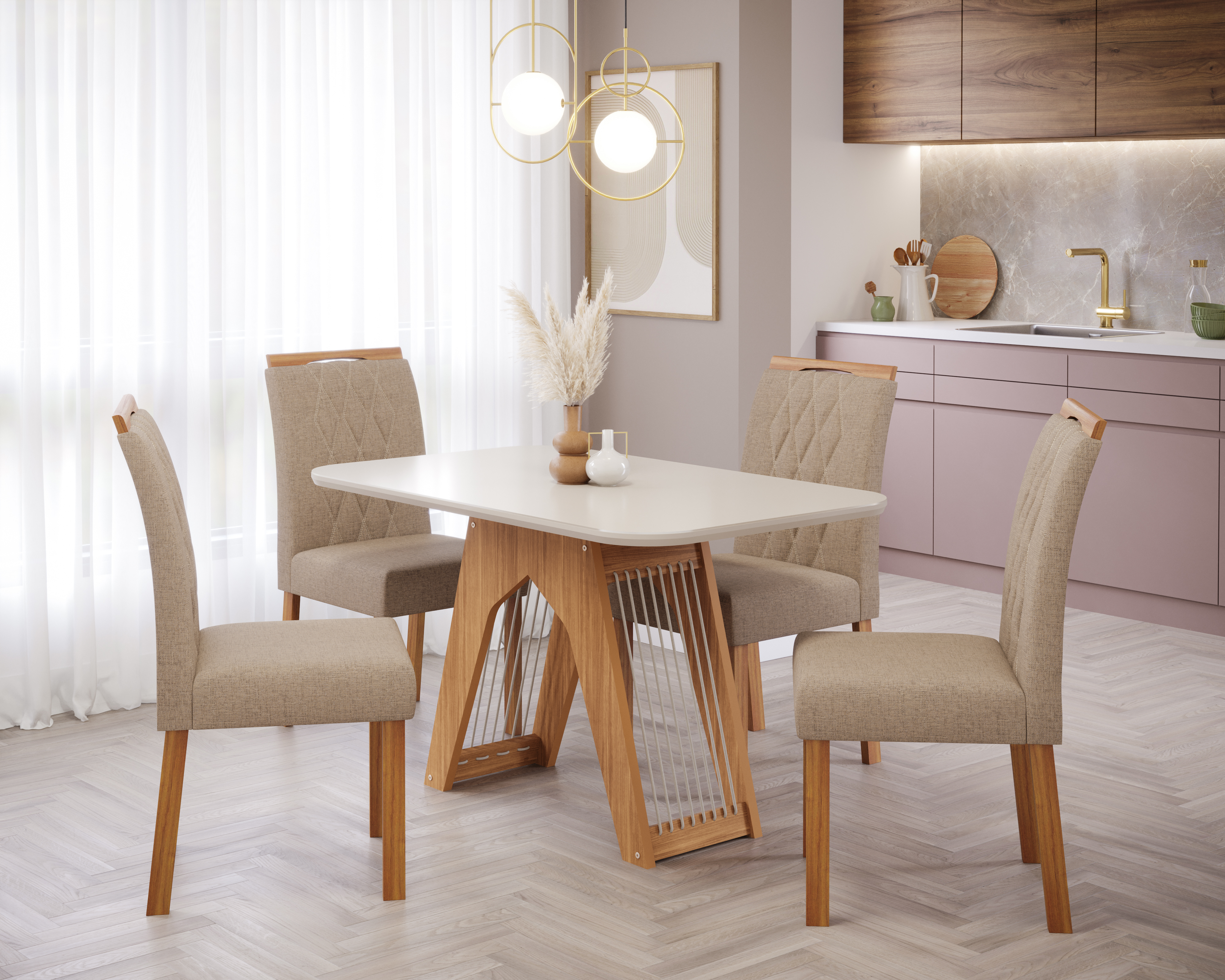 Comedor Carol 1.3 + 4S Juliana Beige 1
