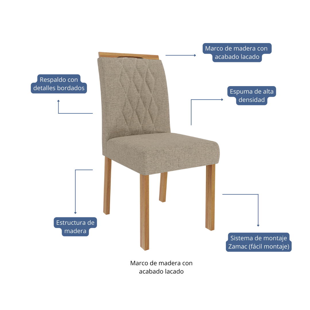 Comedor Carol 1.3 + 4S Juliana Beige 7