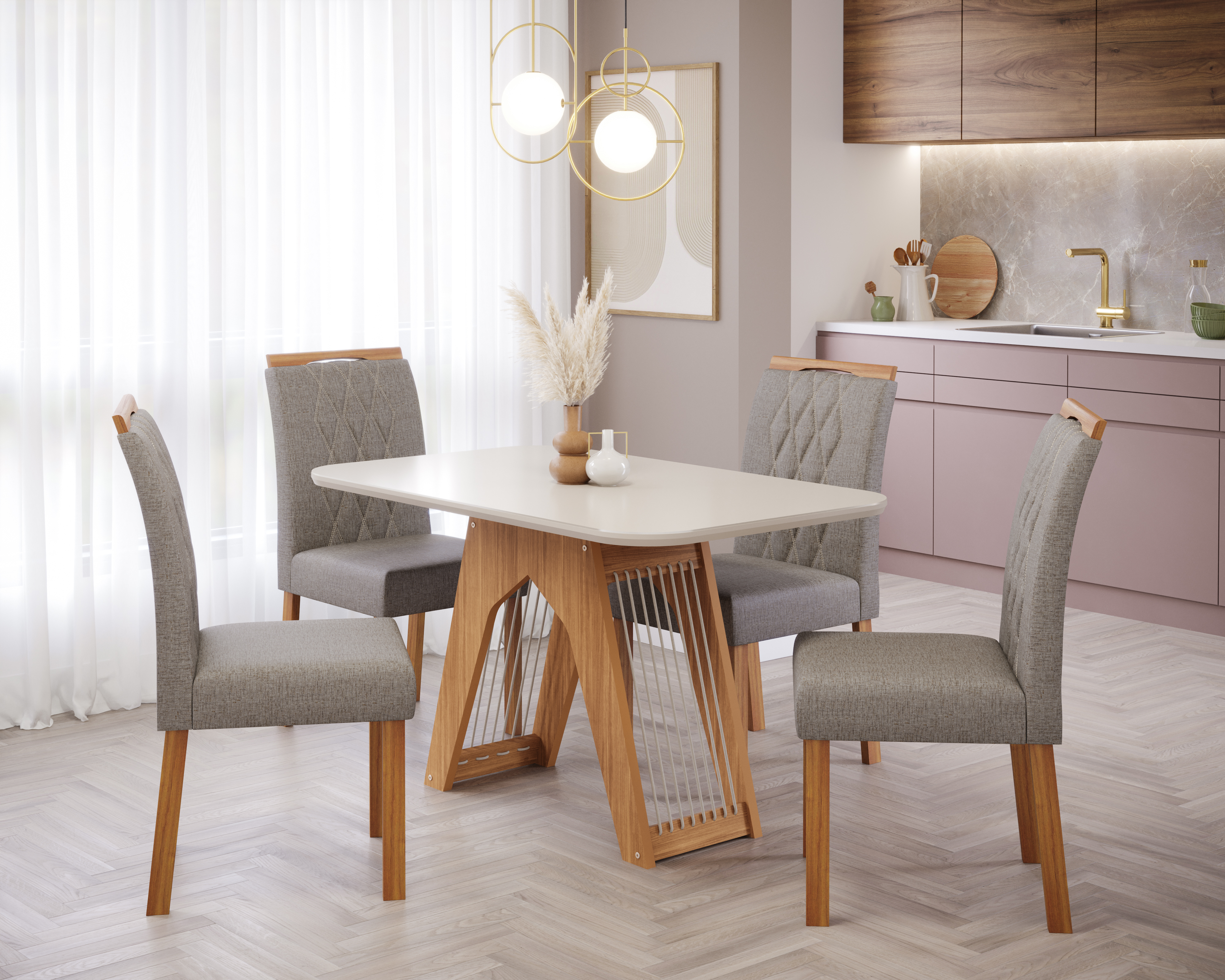 Comedor Carol 1.3 + 4S Juliana Grafito 1