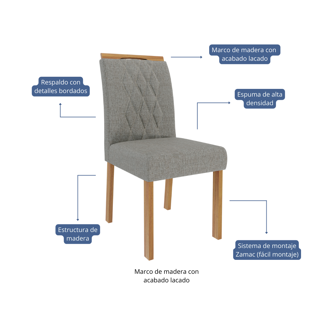 Comedor Carol 1.3 + 4S Juliana Grafito 7